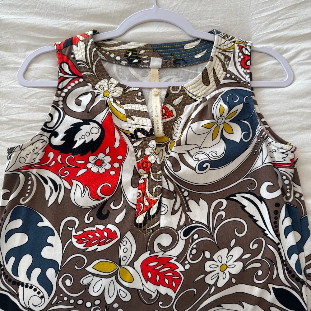 UNCLE FRANK Preppy Colorful Classy Sleeveless V Neck Summer Dress / Size Small - Picture 9 of 14